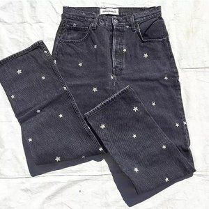 Reformation Daisy Embroidered High Waisted Jeans